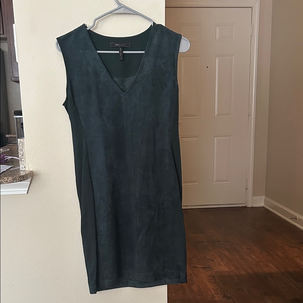 BCBGMaxAzria Dark Green V-Neck Mini Dress